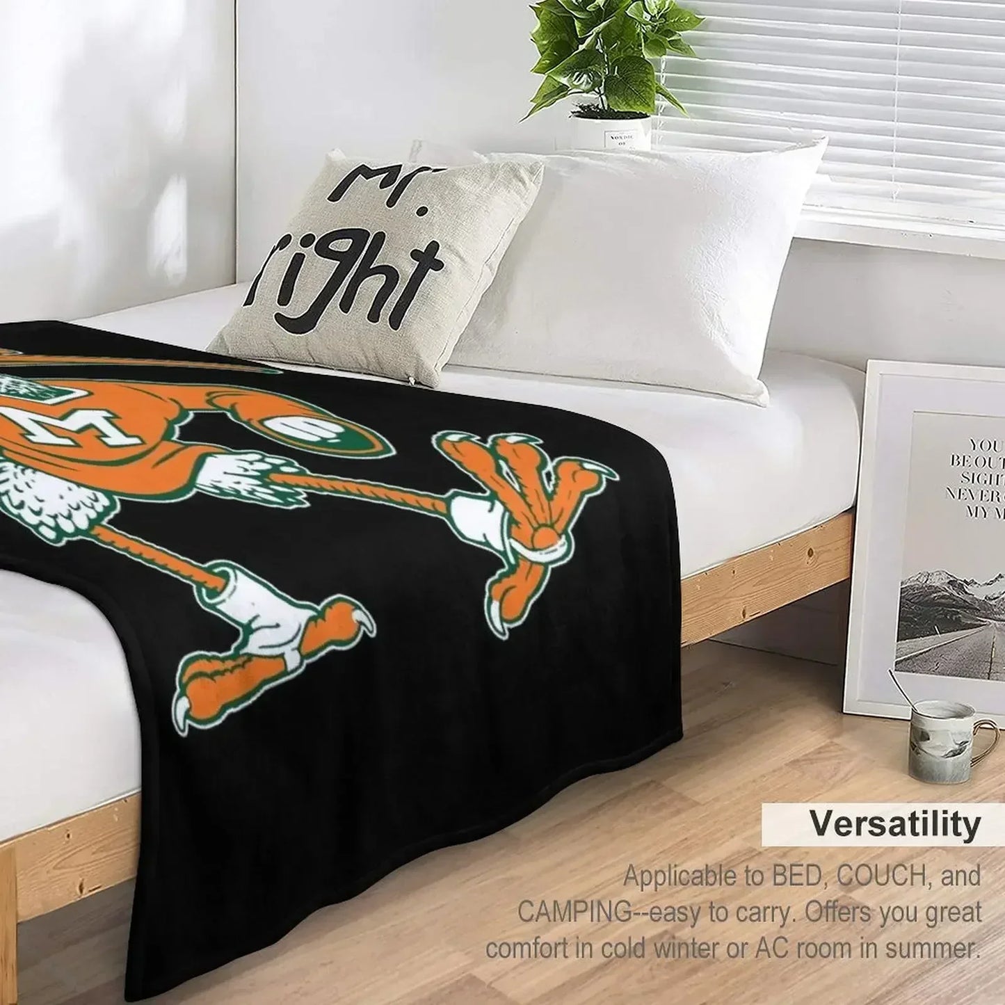 Vintage Sebastian Mascot of Univ. of Miami Mascot Throw Blanket Shaggy