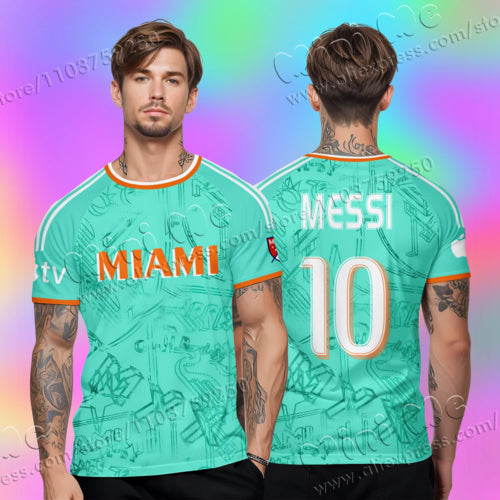 2025 Miami Ai Messi No.10 Football Fan Jersey Kids Adult Summer Sports