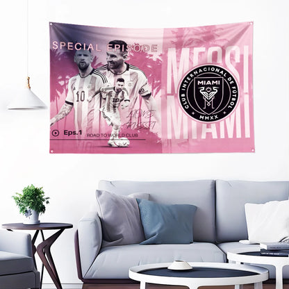 Lionel Messi Soccer Flag & Banner | Inter Miami Foottball Club | 6 Different Designs & 3 Different Sizes!