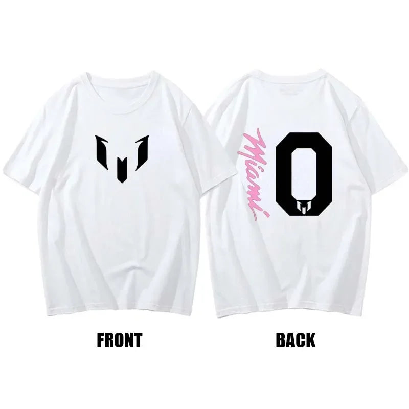 New Summer 100% Cotton Miami Messi 10 Logo T Shirt Men Short Sleeves