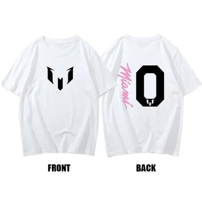 New Summer 100% Cotton Miami Messi 10 Logo T Shirt Men Short Sleeves