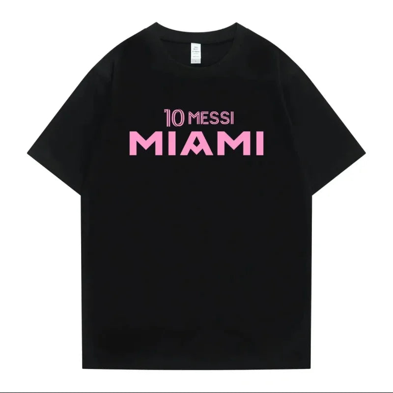New Summer 100% Cotton Miami Messi 10 Logo T Shirt Men Short Sleeves