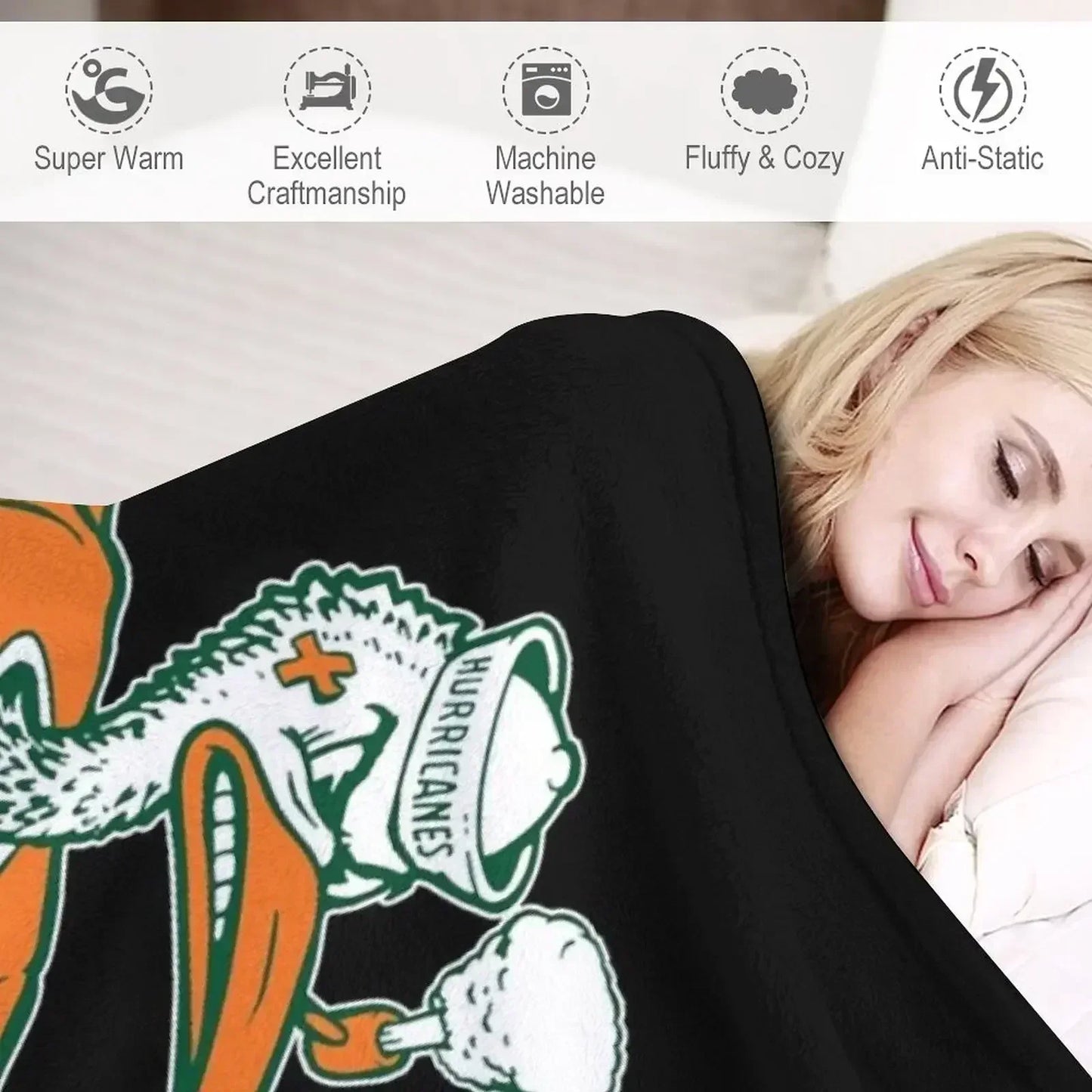 Vintage Sebastian Mascot of Univ. of Miami Mascot Throw Blanket Shaggy
