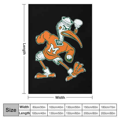 Vintage Sebastian Mascot of Univ. of Miami Mascot Throw Blanket Shaggy
