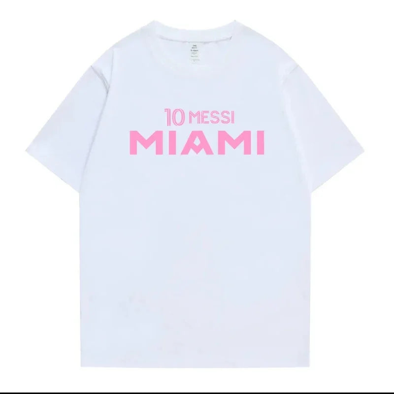 New Summer 100% Cotton Miami Messi 10 Logo T Shirt Men Short Sleeves