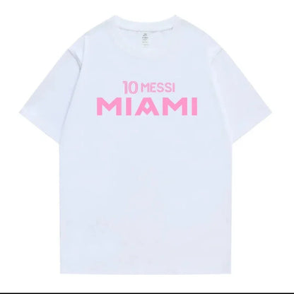 New Summer 100% Cotton Miami Messi 10 Logo T Shirt Men Short Sleeves