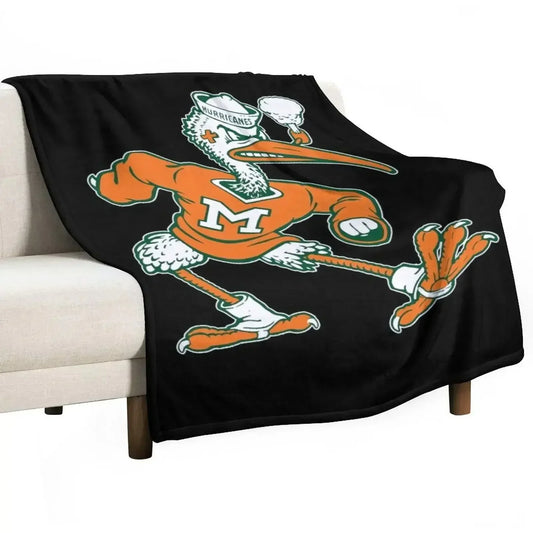 Vintage Sebastian Mascot of Univ. of Miami Mascot Throw Blanket Shaggy